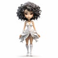 Cartoon Elegant Girl Figurine In White Costume - Afro-colombian Themes