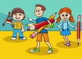 Cartoon elementary age or teen students characters