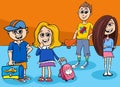 Cartoon elementary school age children group
