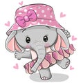 Cartoon elephant Ballerina on a pink background Royalty Free Stock Photo