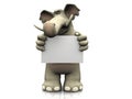 Cartoon elephant with blank sign. Royalty Free Stock Photo