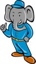 Cartoon elephant busboy bellboy
