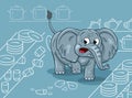 Cartoon elephant in a china shop illustration