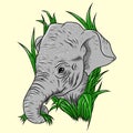 Cartoon elephant head isolated. Colored vector illustration Royalty Free Stock Photo