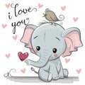 Cartoon Elephant with Heart on white background Royalty Free Stock Photo