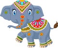 Cartoon elephant with indian classic traditional costume