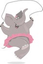 Cartoon elephant jumping rope