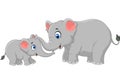 Cartoon elephant mother and calf bonding relationship Royalty Free Stock Photo