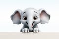 Cartoon elephant with old paper on white background - illustration for children Royalty Free Stock Photo