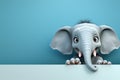 Cartoon elephant with old paper on white background - illustration for children Royalty Free Stock Photo