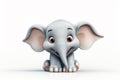 Cartoon elephant with old paper on white background - illustration for children Royalty Free Stock Photo