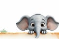 Cartoon elephant with old paper on white background - illustration for children Royalty Free Stock Photo