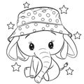 Cartoon Elephant outlined for coloring book isolated on a white background Royalty Free Stock Photo