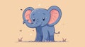 A cartoon elephant with pink ears and a big smile, AI Royalty Free Stock Photo