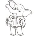 Cartoon elephant playing an accordion