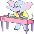 Cartoon elephant playing an electronic organ Royalty Free Stock Photo