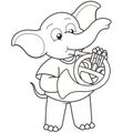 Cartoon elephant playing a french horn