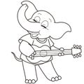 Cartoon elephant playing a guitar