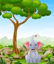 Cartoon elephant sitting in the jungle Royalty Free Stock Photo