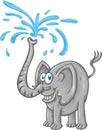 cartoon elephant spraying water. Doodle illustration in vector.