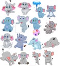 Cartoon elephants collection with different actions Royalty Free Stock Photo