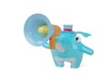 A cartoon elephants and megaphone,3D illustration.