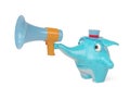 A cartoon elephants and megaphone,3D illustration.