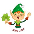 Cartoon elf character for St Patricks day greetings