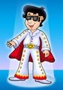 Cartoon Elvis impersonator on stage