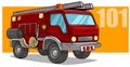 Cartoon emergency rescue fire department truck Royalty Free Stock Photo