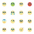 Cartoon emoji collection, flat icons set Royalty Free Stock Photo