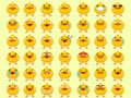 Cartoon emoji ducks set icons stickers emoticons. Cartoon animal characters different emotions. Symbols digital chat objects.