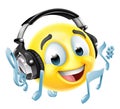 Cartoon Emoticon Face Icon With Music Headphones