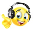 Cartoon Emoticon Face Icon With Music Headphones Royalty Free Stock Photo