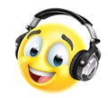 Cartoon Emoticon Face Icon With Music Headphones Royalty Free Stock Photo