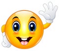 Cartoon emoticon smiley face waving hello Royalty Free Stock Photo