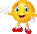 Cartoon emoticon waving hand Royalty Free Stock Photo