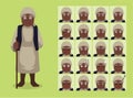 Black History Old Woman Slave Cartoon Emotions Faces