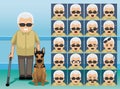 Hospital Blind Oldman Cartoon Character Emotion faces