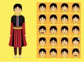 Manga Style Myanmar Hmong Woman Clothes Cartoon Character Emotion