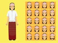 Manga Style Myanmar Yin Talai Kayah Woman Clothes Cartoon Character Emotion