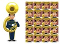 Marching Band Tuba Cartoon Emotion faces Vector Illustration