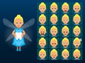 Tooth Fairy Blue Dress Cartoon Emotion faces Vector Illustration Royalty Free Stock Photo