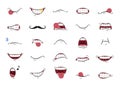 Set of 26 cartoon mouth expressions. Funny cartoon emoticons. Royalty Free Stock Photo