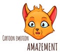 Cartoon emotion of fox - amazement