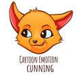 Cartoon emotion of fox - cunning