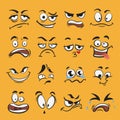 Cartoon emotion set, different cute face expressions Royalty Free Stock Photo