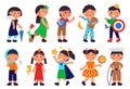 Cartoon emotional children. Different emotion kids, cheeky disgust child with kawaii friends. Indian baby, fairy tale