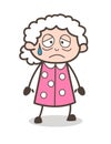 Cartoon Emotional Old Lady Face Expression Vector Illustration