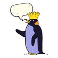 cartoon emperor penguin waving with speech bubble Royalty Free Stock Photo